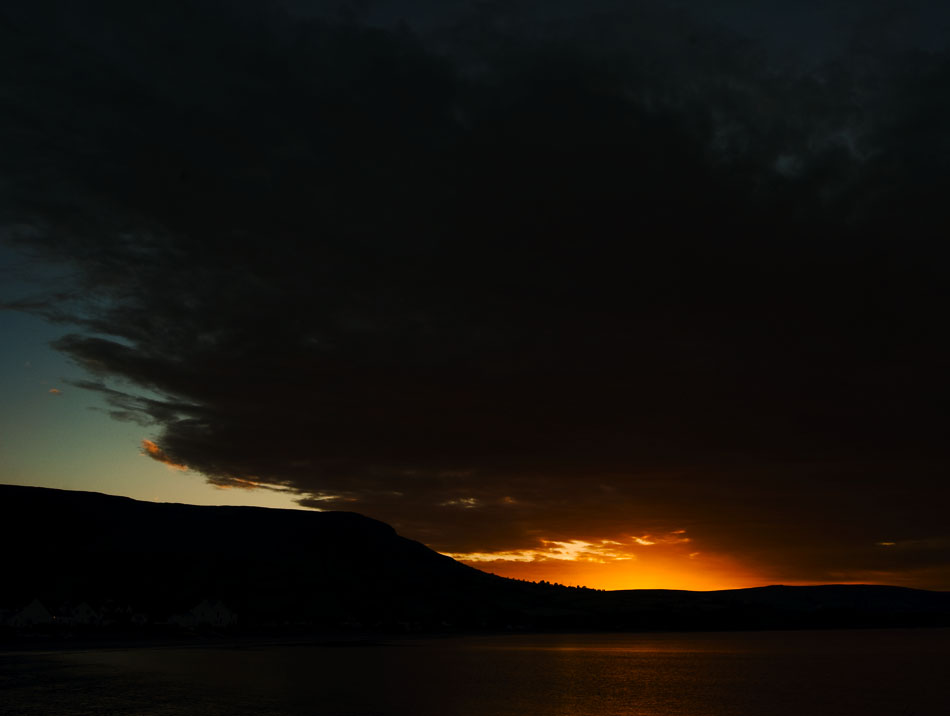 Landscape photograph of sunset behind Tievebulliagh, Northern Ireland, by Stephen Bradley photographer - photograph 2579 photo icon.