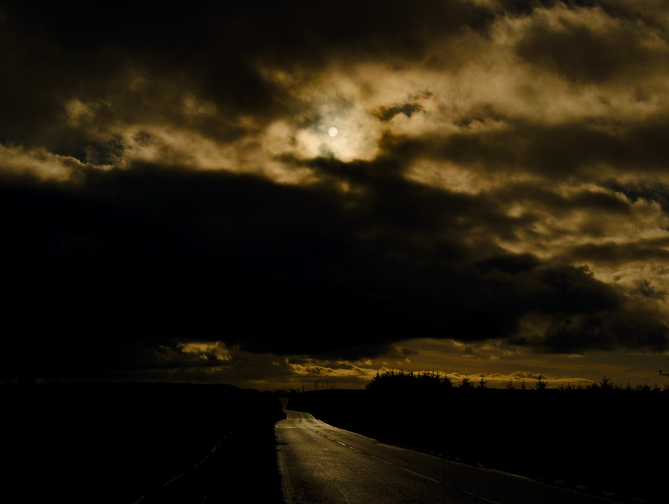 Landscape photograph of sun over Dundrod Road, Northern Ireland image 4746 photo icon.