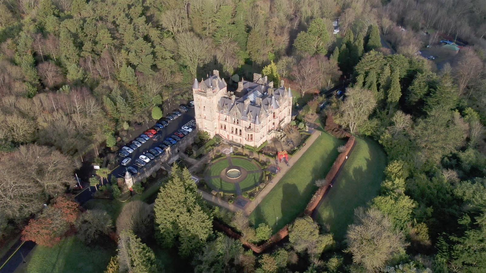 Aerial drone photography and video production services Dublin and Ireland portfolio - changing seasons in one video of Belfast Castle, Northern Ireland, video screenshot 1