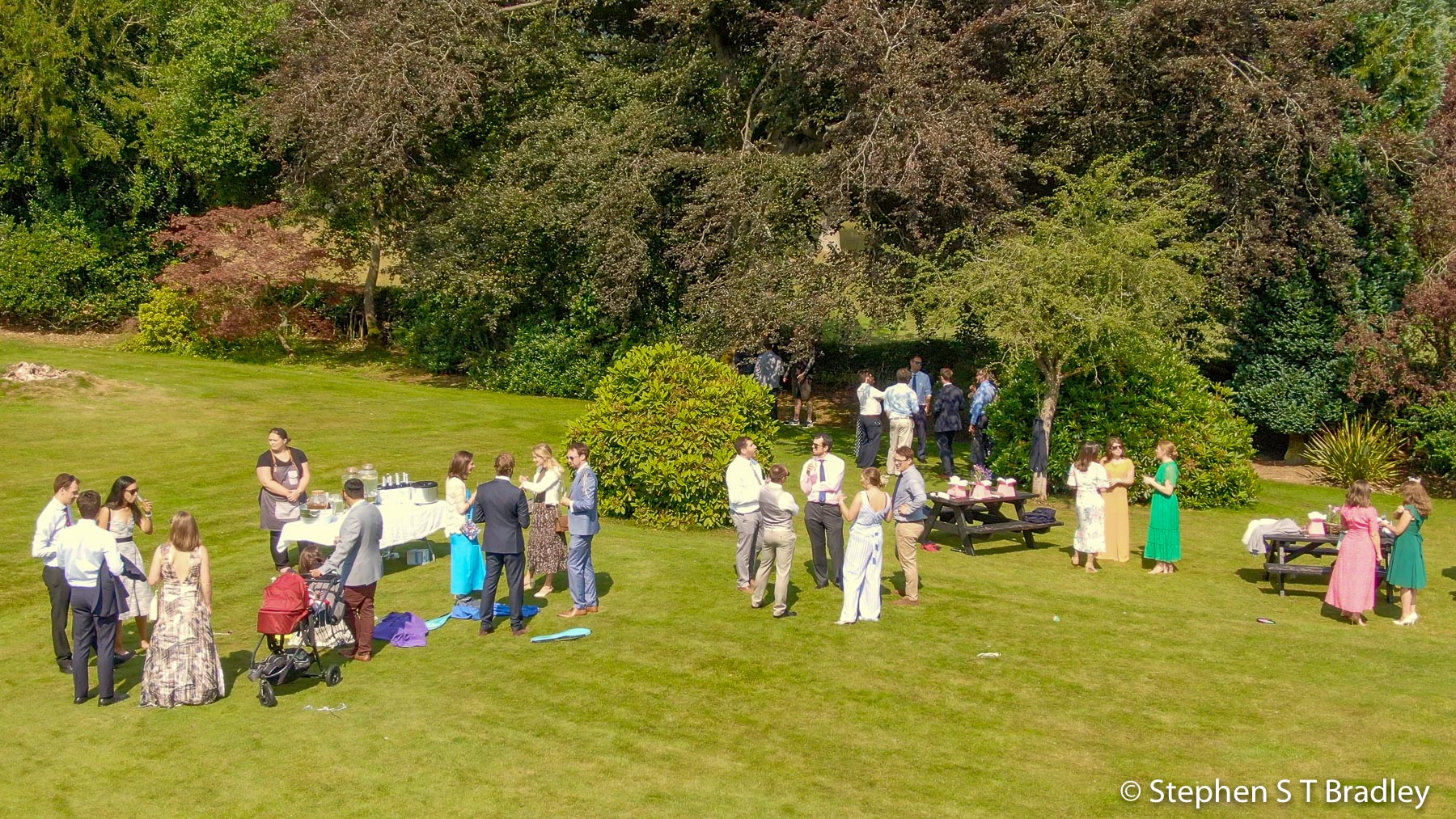 Aerial video of country house wedding at Birdsgrove, Derbyshire, UK, by Stephen S T Bradley - aerial drone photographer and video production services in Dublin and throughout Ireland. Screenshot reference 15