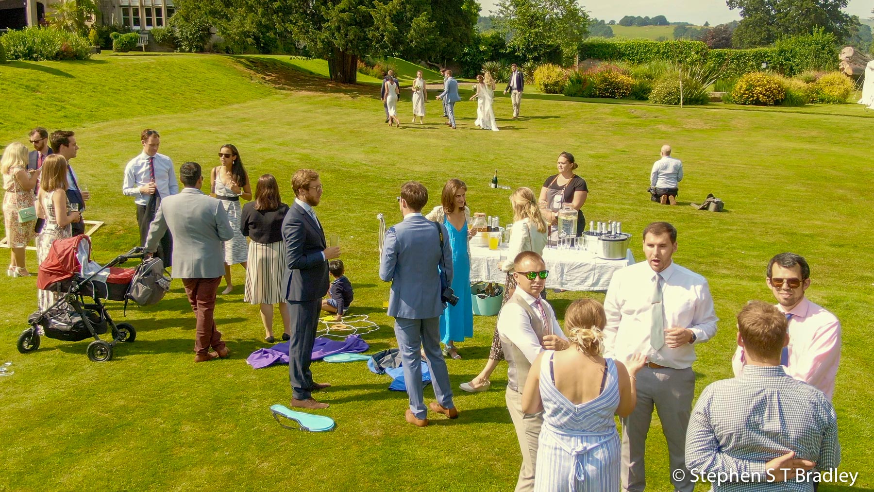 Aerial video of country house wedding at Birdsgrove, Derbyshire, UK, by Stephen S T Bradley - aerial drone photographer and video production services in Dublin and throughout Ireland. Screenshot reference 21