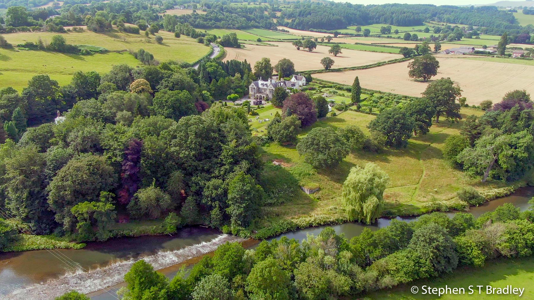 Aerial video of country house wedding at Birdsgrove, Derbyshire, UK, by Stephen S T Bradley - aerial drone photographer and video production services in Dublin and throughout Ireland. Screenshot reference 25