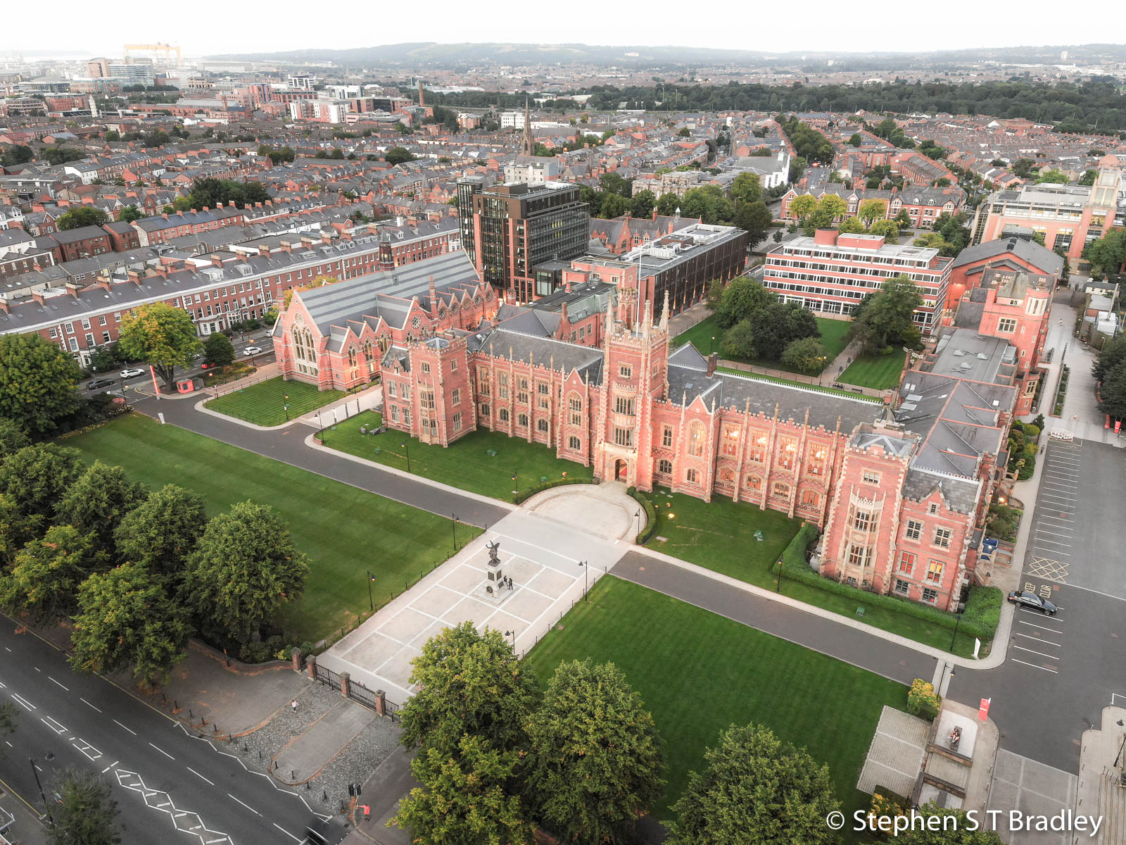 Aerial photograph of Queens University Belfast by Stephen S T Bradley - aerial drone photographer and video production services in Dublin and throughout Ireland. Photo reference 0142