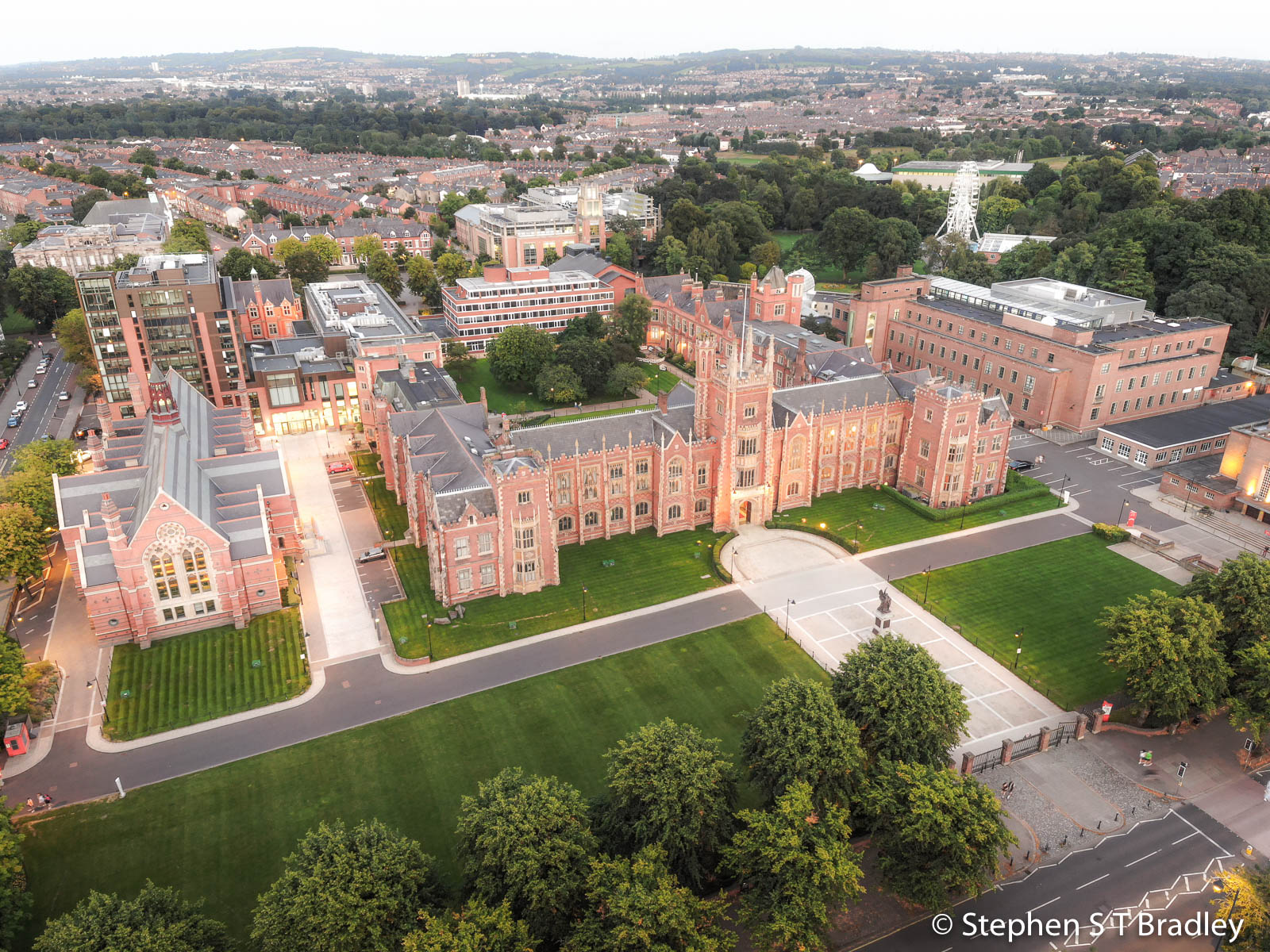 Aerial photograph of Queens University Belfast by Stephen S T Bradley - aerial drone photographer and video production services in Dublin and throughout Ireland. Photo reference 0145