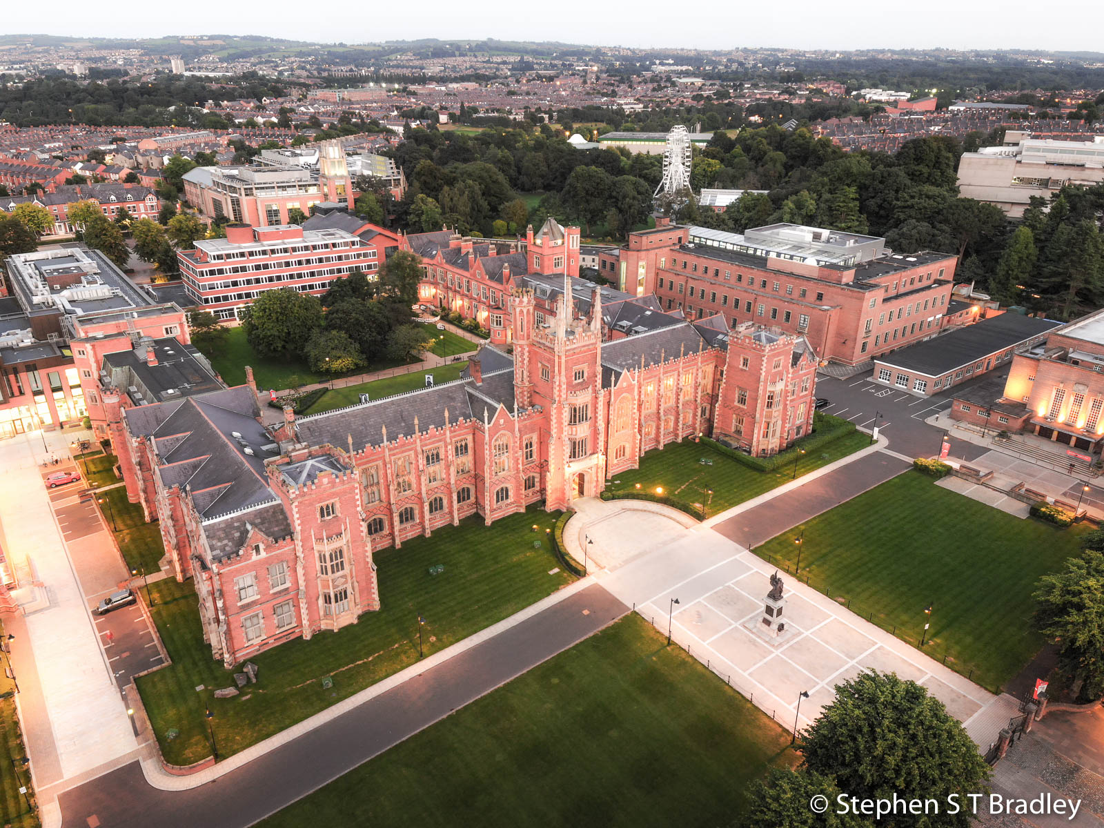 Aerial photograph of Queens University Belfast by Stephen S T Bradley - aerial drone photographer and video production services in Dublin and throughout Ireland. Photo reference 0149