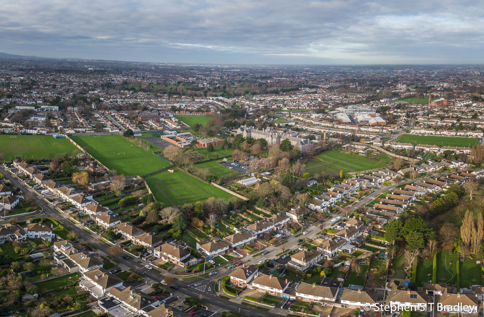 Aerial drone photography and video production services Dublin and Ireland portfolio - commercial aerial photography of the Dundrum suburb of Dublin Ireland. Photo