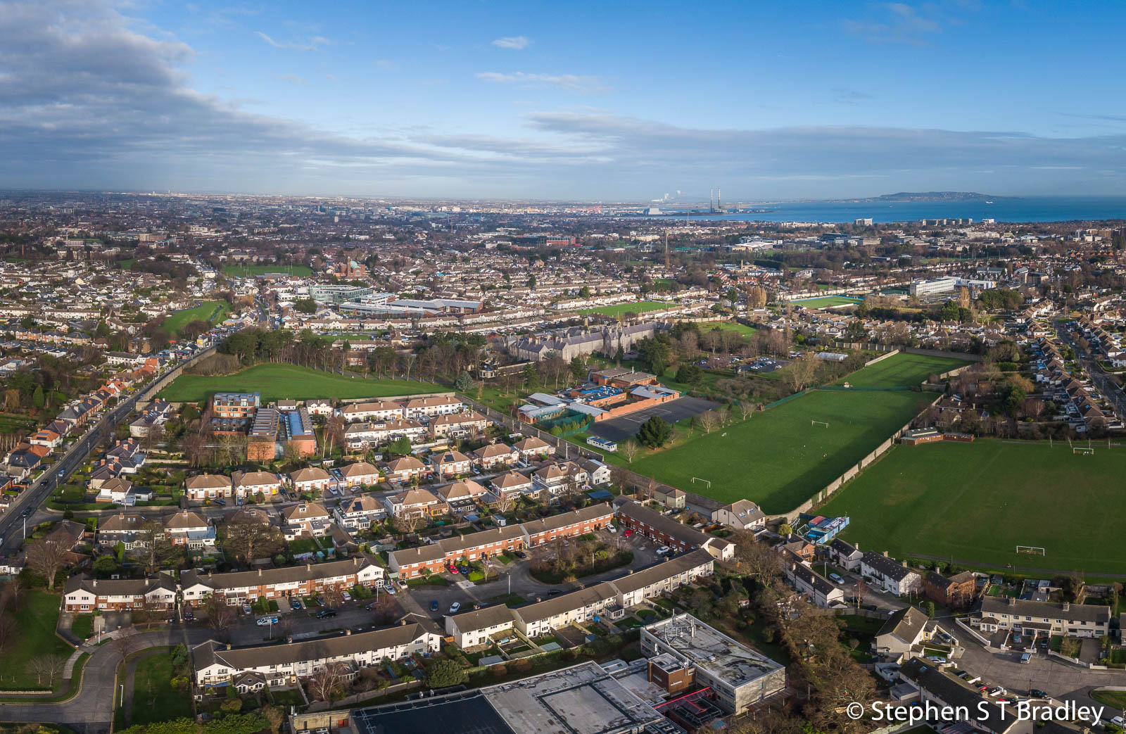 Aerial drone photography and video production services Dublin and Ireland portfolio - commercial aerial photography of the Dundrum suburb of Dublin Ireland. Photo 2