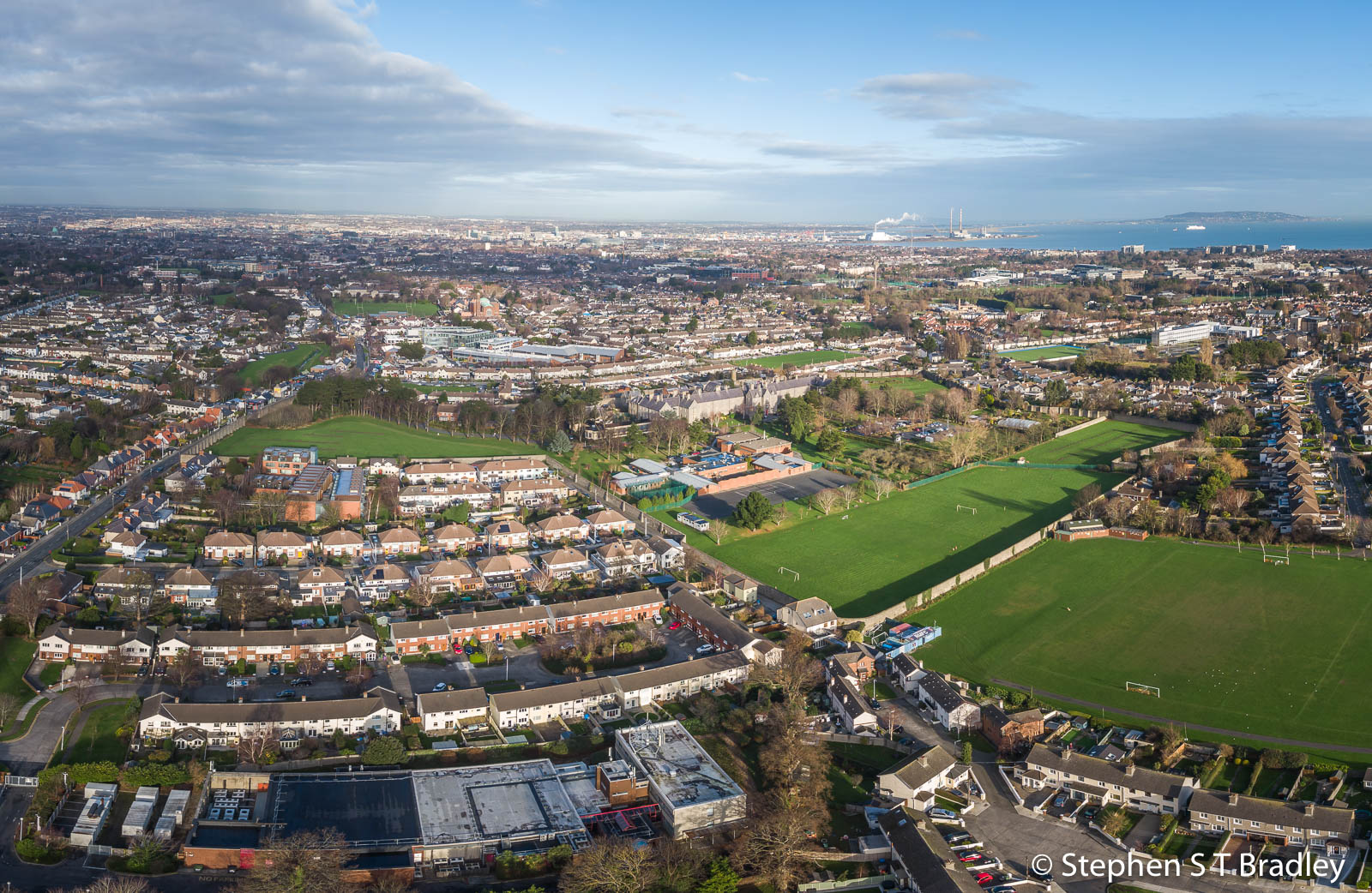 Aerial drone photography and video production services Dublin and Ireland portfolio - commercial aerial photography of the Dundrum suburb of Dublin Ireland. Photo 3