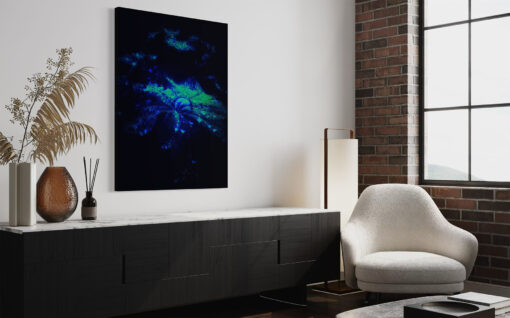 Supernova fine art photograph shown in room setting at thirty five degrees, part of the Kaboom Collection from Stephen S T Bradley Fine Art Photography Gallery.