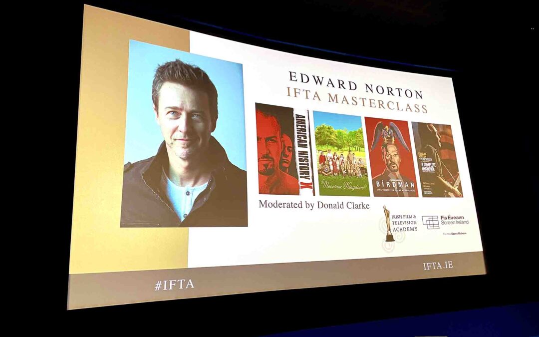 Actor Edward Norton in Dublin, Ireland, gives acting and directing masterclass at IFTA event in Dublin