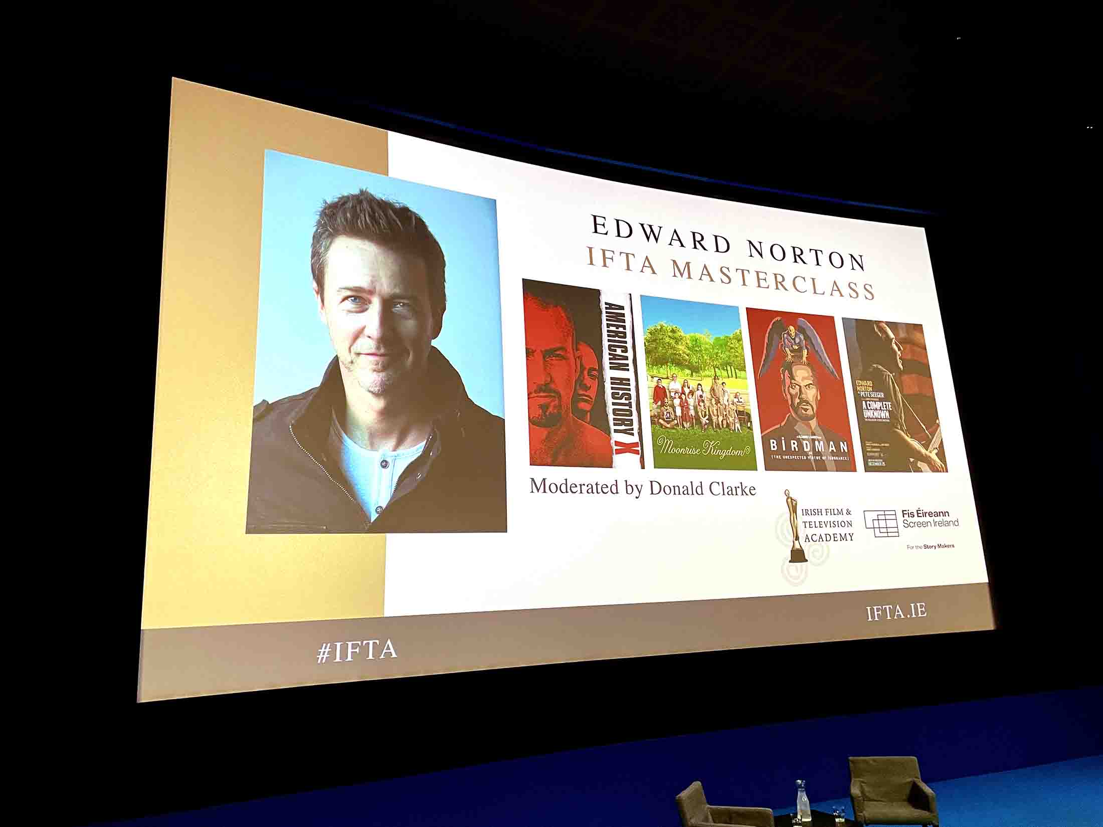 Actor Edward Norton gives acting and directing masterclass at IFTA in Dublin Ireland - photo by Stephen S T Bradley - image 9039